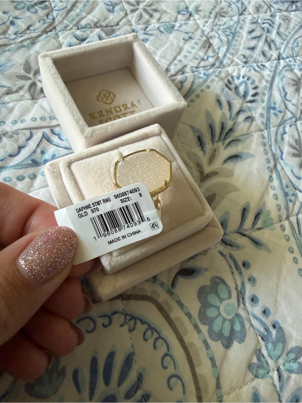 Kendra Scott Daphne Gold Ring with Pale Pink Druzy NWT and box - Picture 4 of 7